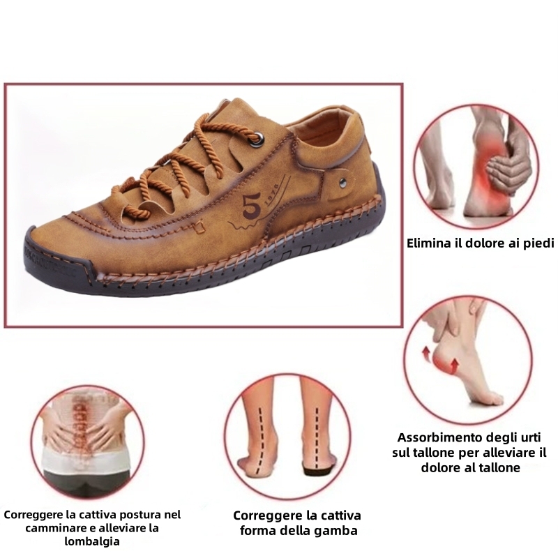 【🔥Sconto del 50% oggi - da non perdere】 Scarpe ortopediche dal design ergonomico - pelle di alta qualità + cucito a mano 👞
