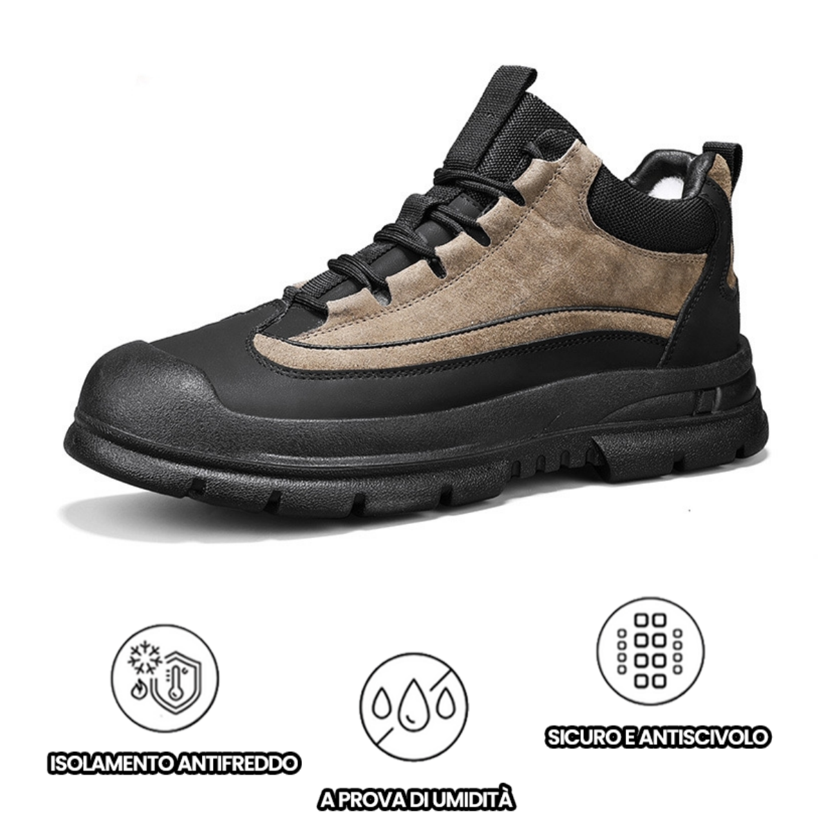 ⏰Sconto del 50% oggi, non lasciartelo sfuggire! 🐂Scarpe invernali ortopediche da uomo, realizzate in vera pelle scamosciata e lana di alta qualità👞cucite a mano✅ - alleviano efficacemente il dolore ai piedi.