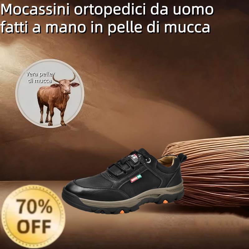 ⏰ Ultimo giorno: sconto del 70% – non lasciartelo sfuggire! 🐂 Scarpe ortopediche da uomo di qualità superiore per uomini di mezza età e anziani, realizzate a mano in vera pelle bovina australiana. 👞 ✅ - Sostiene e allevia efficacemente il dolore ai pied