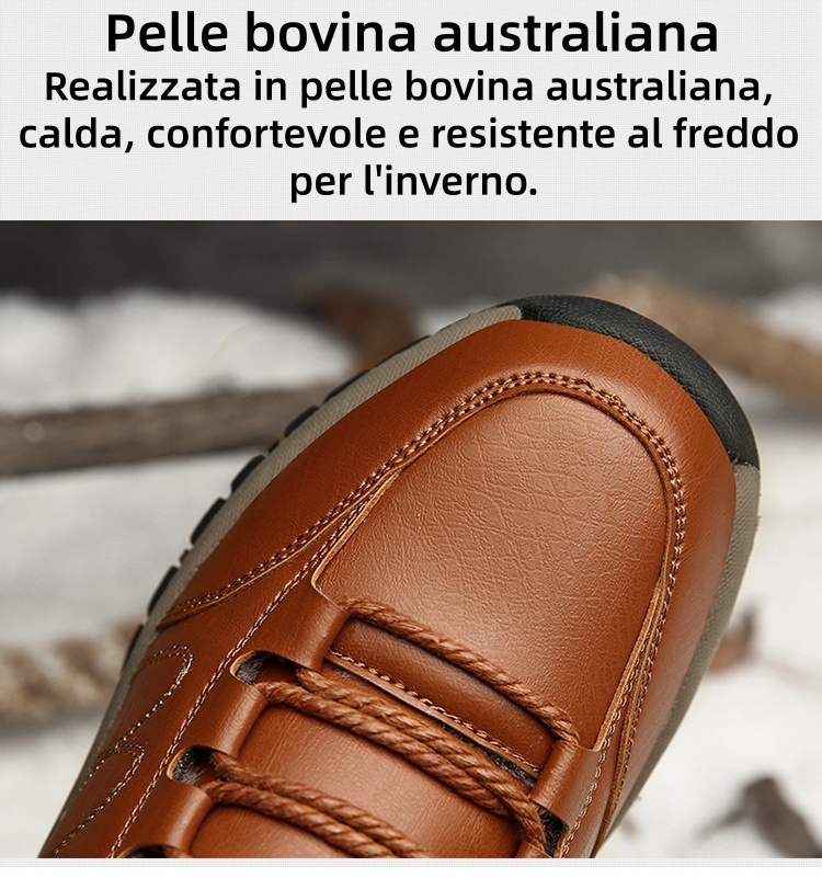 ⏰Sconto del 70% oggi, non lasciartelo sfuggire! 🐂 Scarpe invernali ortopediche da uomo, realizzate in vera pelle bovina australiana e lana 👞 Cucite a mano ✅ - Alleviano efficacemente il dolore ai piedi.