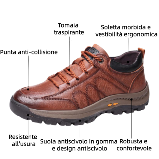 ⏰ Solo oggi: 70% di sconto – non perdere questa occasione! 🐂 Scarpe ortopediche da uomo migliorate, realizzate in vera pelle di vacchetta australiana. 👞 Cucite a mano. ✅ - Allevia efficacemente il dolore ai piedi.