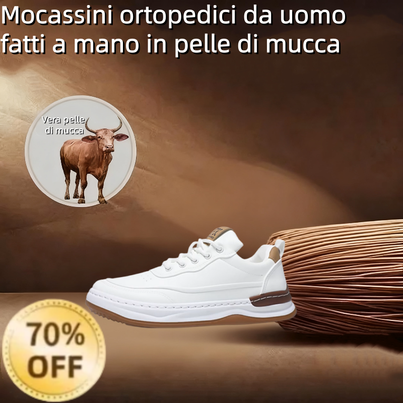 ⏰ Solo oggi: 70% di sconto – Non lasciartelo sfuggire! 🐂 Scarpe ortopediche da uomo di nuova generazione, realizzate in vera pelle australiana. 👞 Cucite a mano. Antiscivolo e impermeabili ✅ Alleviano efficacemente il dolore ai piedi.