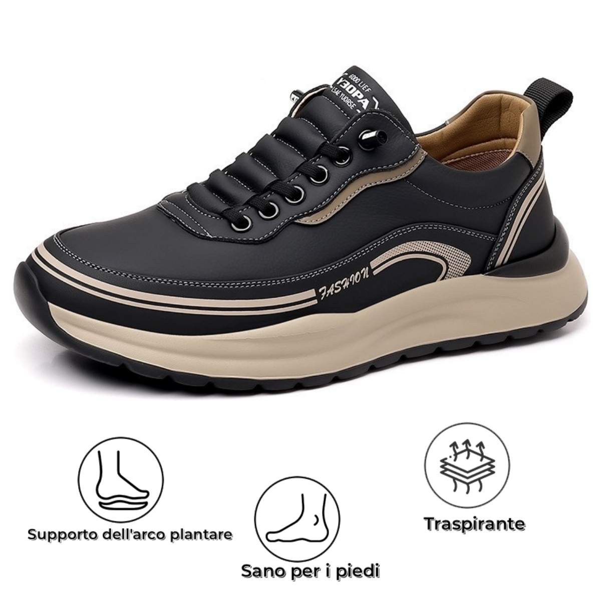 [⏰Oggi 50% di sconto - Non lasciartelo sfuggire] Scarpe ortopediche dal design ergonomico - Pelle di prima qualità + Cucite a mano 👞