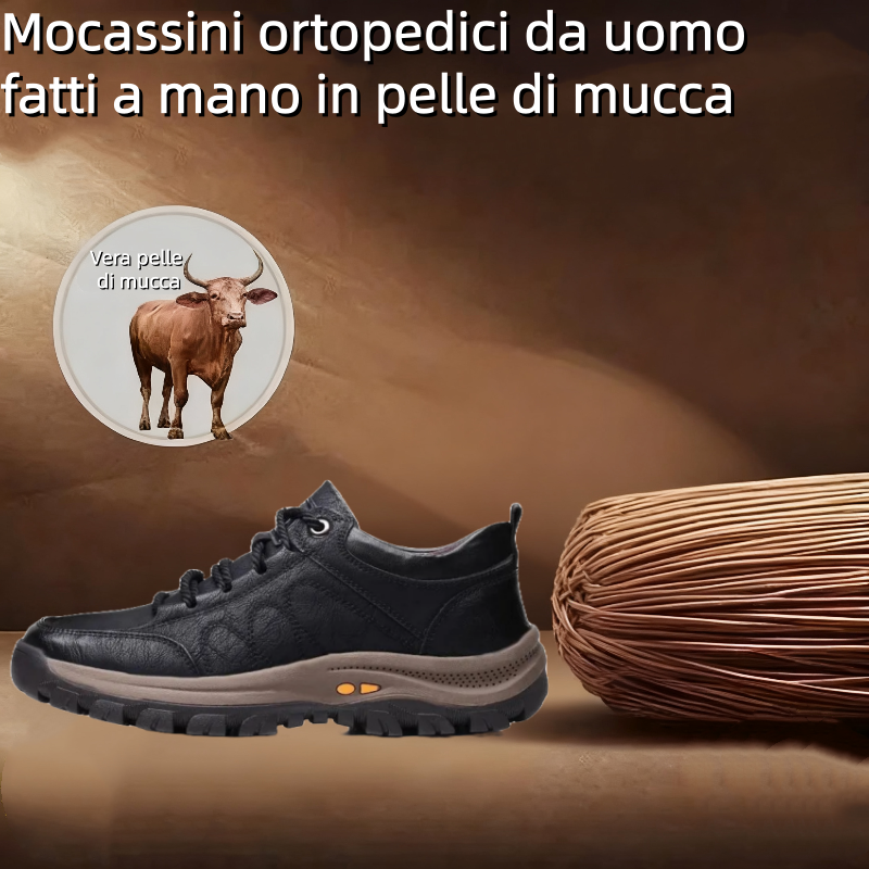 ⏰ Solo oggi: 70% di sconto – Non lasciartelo sfuggire! 🐂 Scarpe ortopediche da uomo di nuova generazione, realizzate in vera pelle australiana. 👞 Cucite a mano. Impermeabili e antiscivolo, ✅ Alleviano efficacemente il dolore ai piedi.