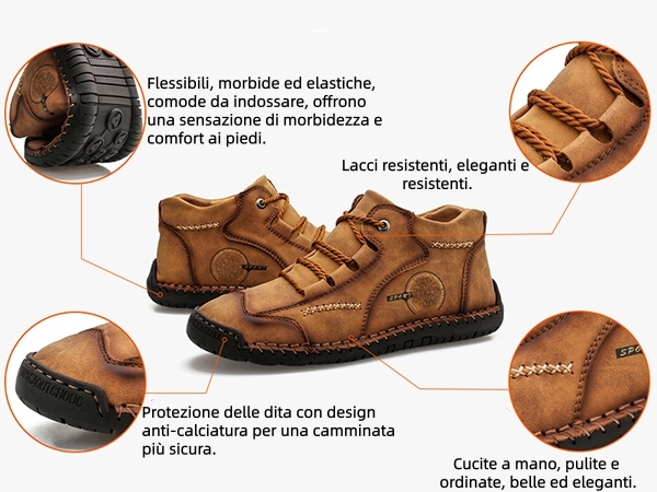 ⏰ Solo oggi: 70% di sconto - Non lasciartelo sfuggire! 🐂 Scarpe ortopediche da uomo migliorate, realizzate con vera pelle bovina australiana. Impermeabili e antiscivolo, 👞 cucite a mano. ✅ - Allevia efficacemente il dolore ai piedi.