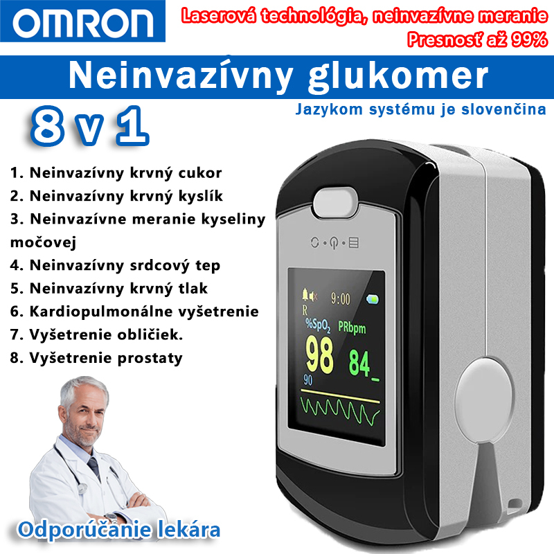 Neinvazívny glukomer Omron (meranie 5 sekúnd, presnosť 99 %)