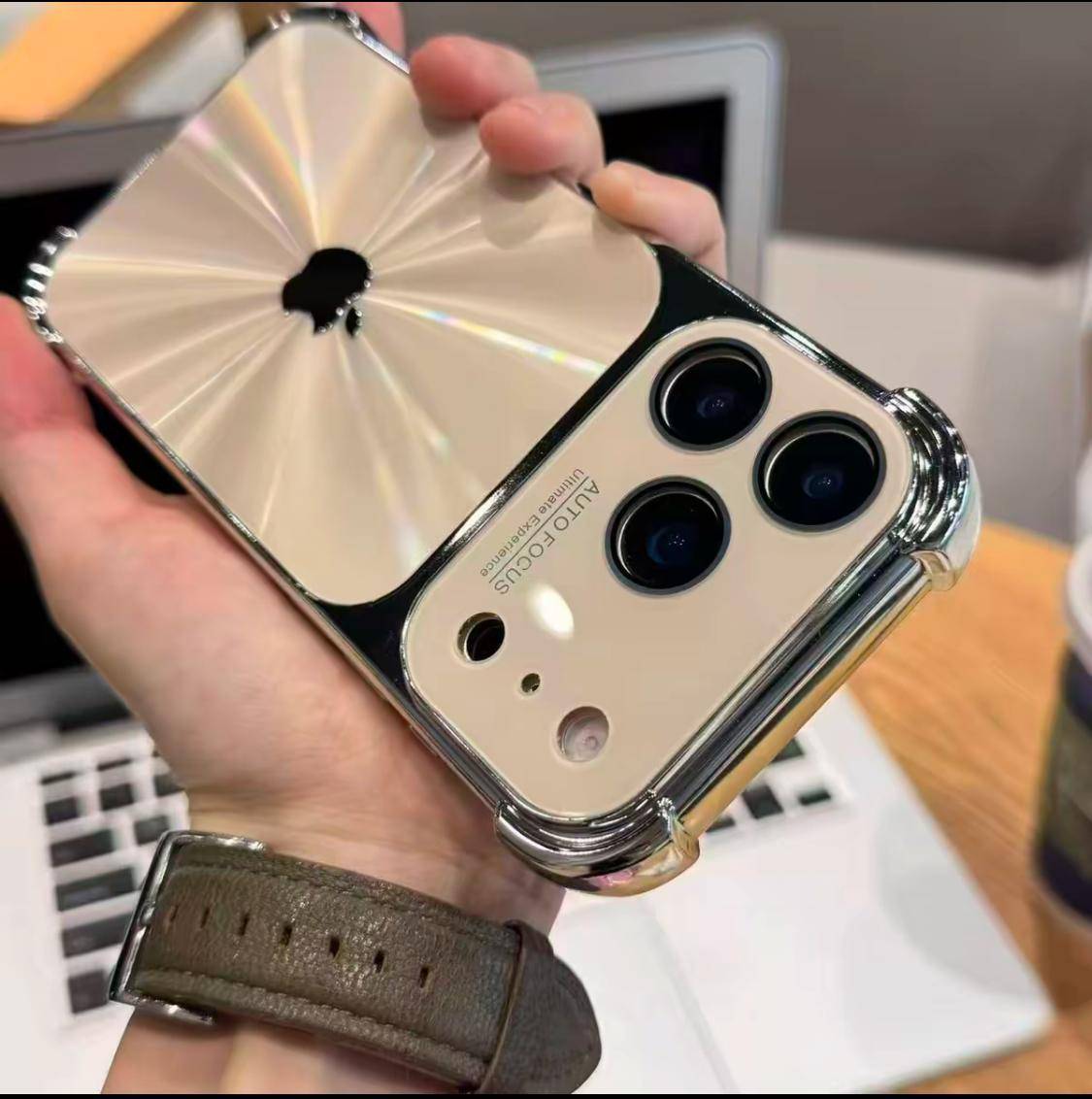 📲高顏值CD紋鐳射適用蘋果17promax手機殼iPhone16四角防摔15高級14