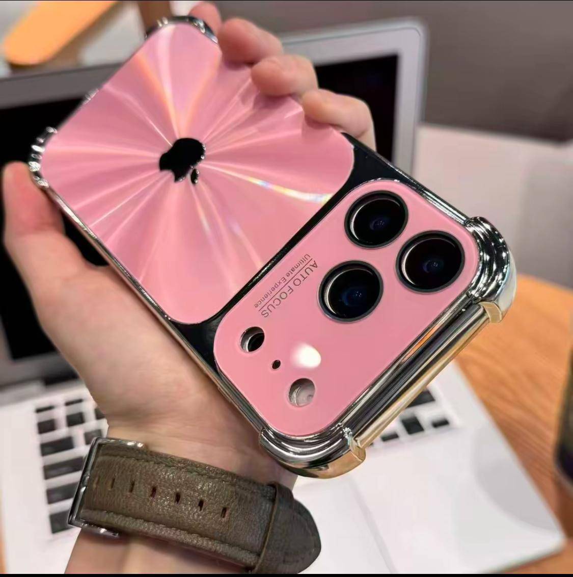 📲高顏值CD紋鐳射適用蘋果17promax手機殼iPhone16四角防摔15高級14