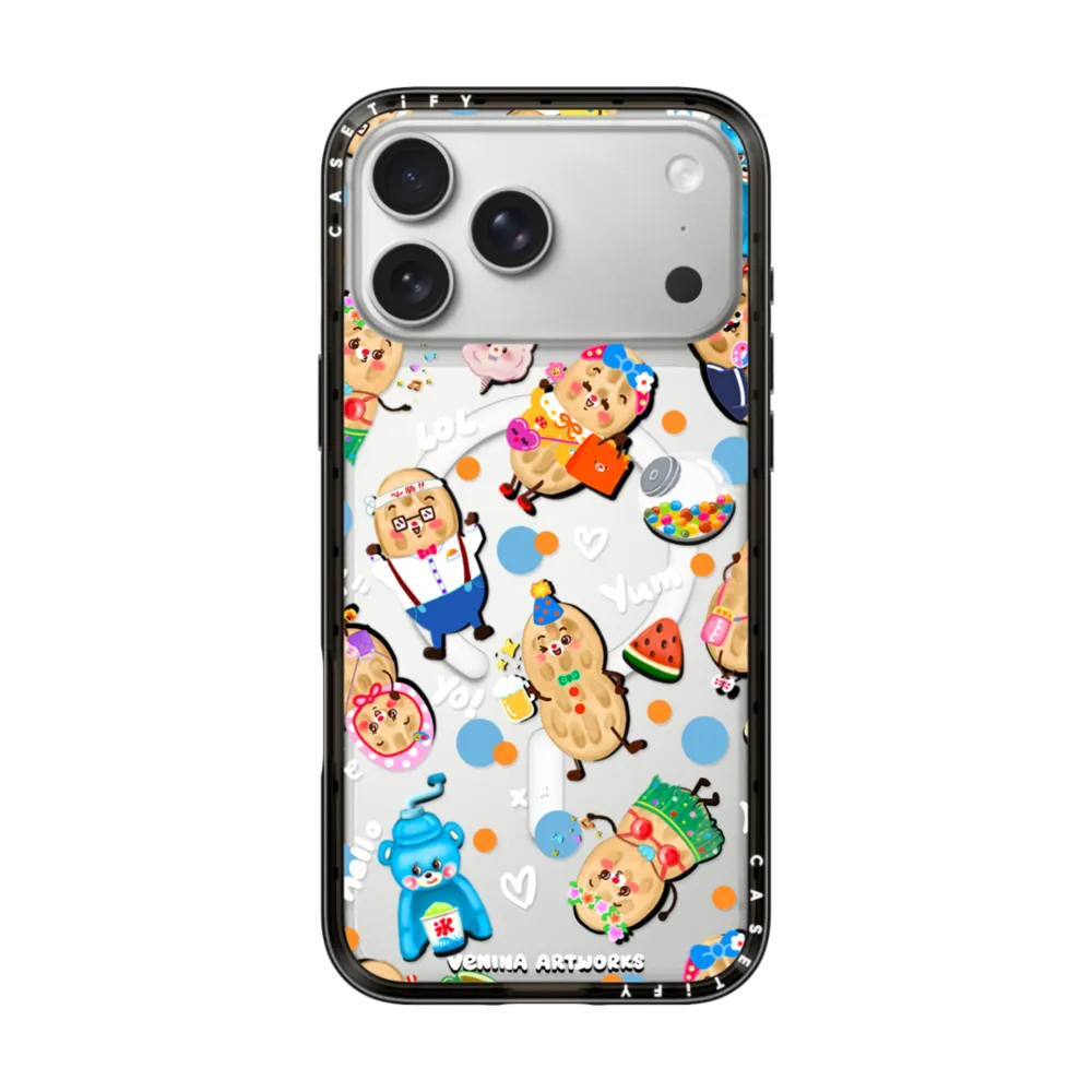 Venina_artworks x CASETiFY iPhone 17 ProMax 手機殼，銀色底黑鏡面設計