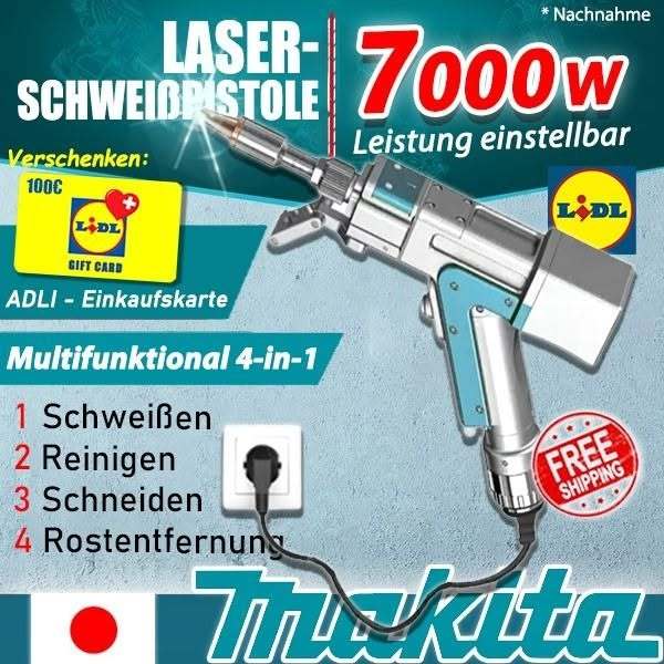 Makita 7000W Innovative tragbare Laserschweißpistole 4-in-1 (Schweißen + Reinigen + Schneiden + Entrosten)