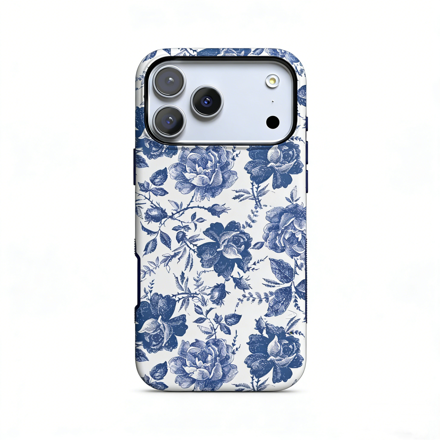 iPhone 17 Pro Max 手機殼 | 藍白花卉圖案 | 玫瑰成名 | 醒目保護設計