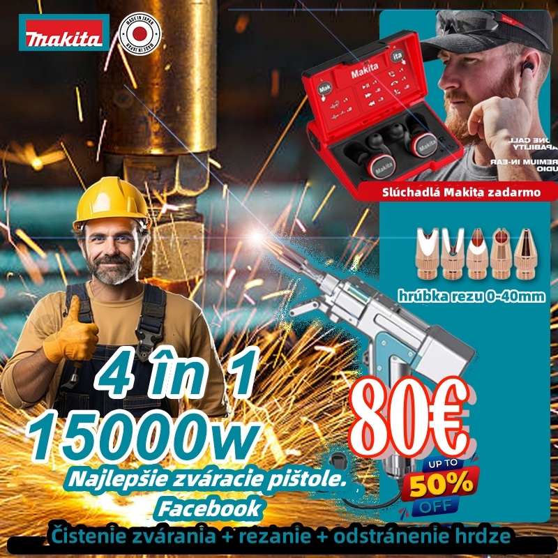 Laserová zváracia pištoľ Makita 15000W 4v1 (zváranie + čistenie + rezanie + odstraňovanie hrdze)