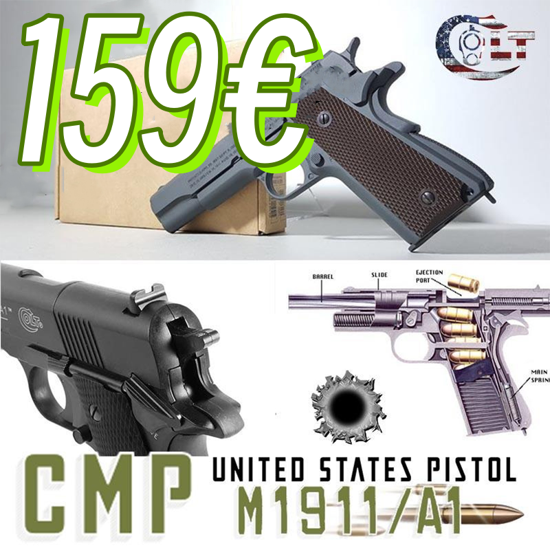 Colt M1911 A1+ wird mit 2 Magazinen + 45 Schuss + komplettem Zubehör + [vollständiger Waffenschein] geliefert