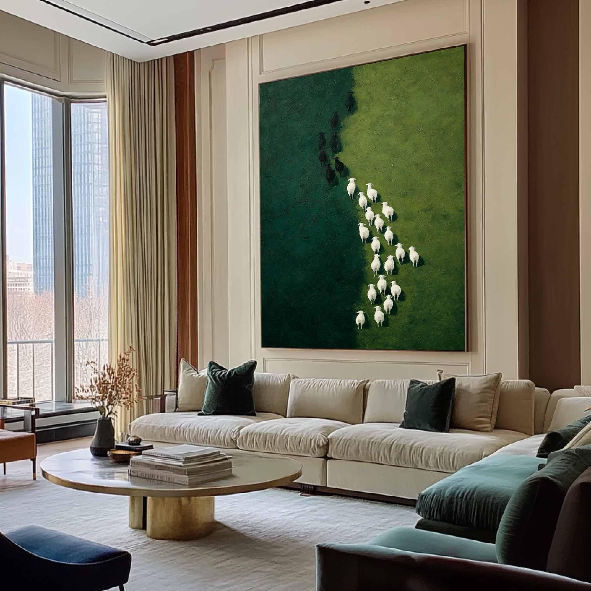 Lush Pathway of Sheep