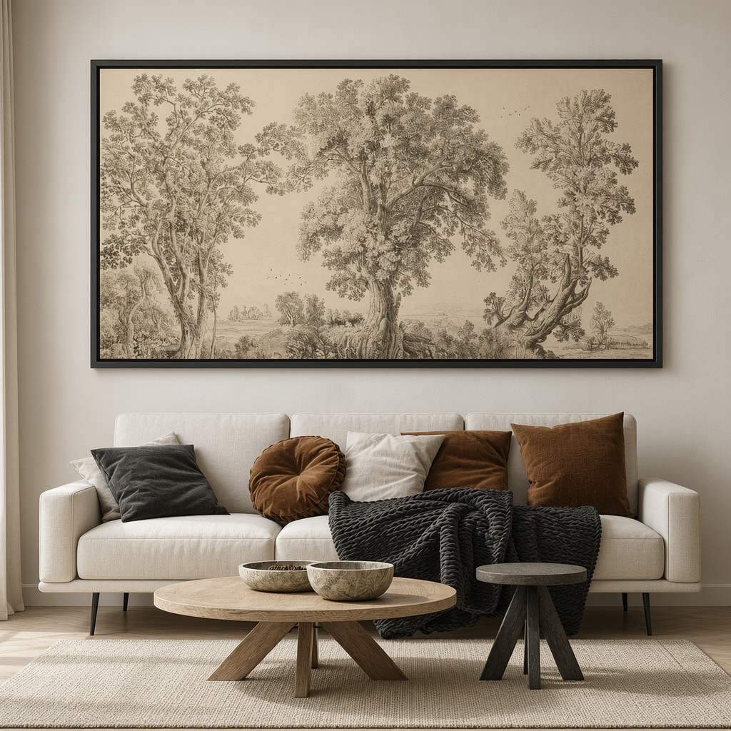 Heritage Grove Vintage Tree Landscape Oil Painting