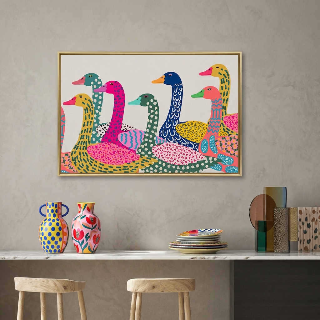 Colorful Duck Abstract Animal Oil Painting