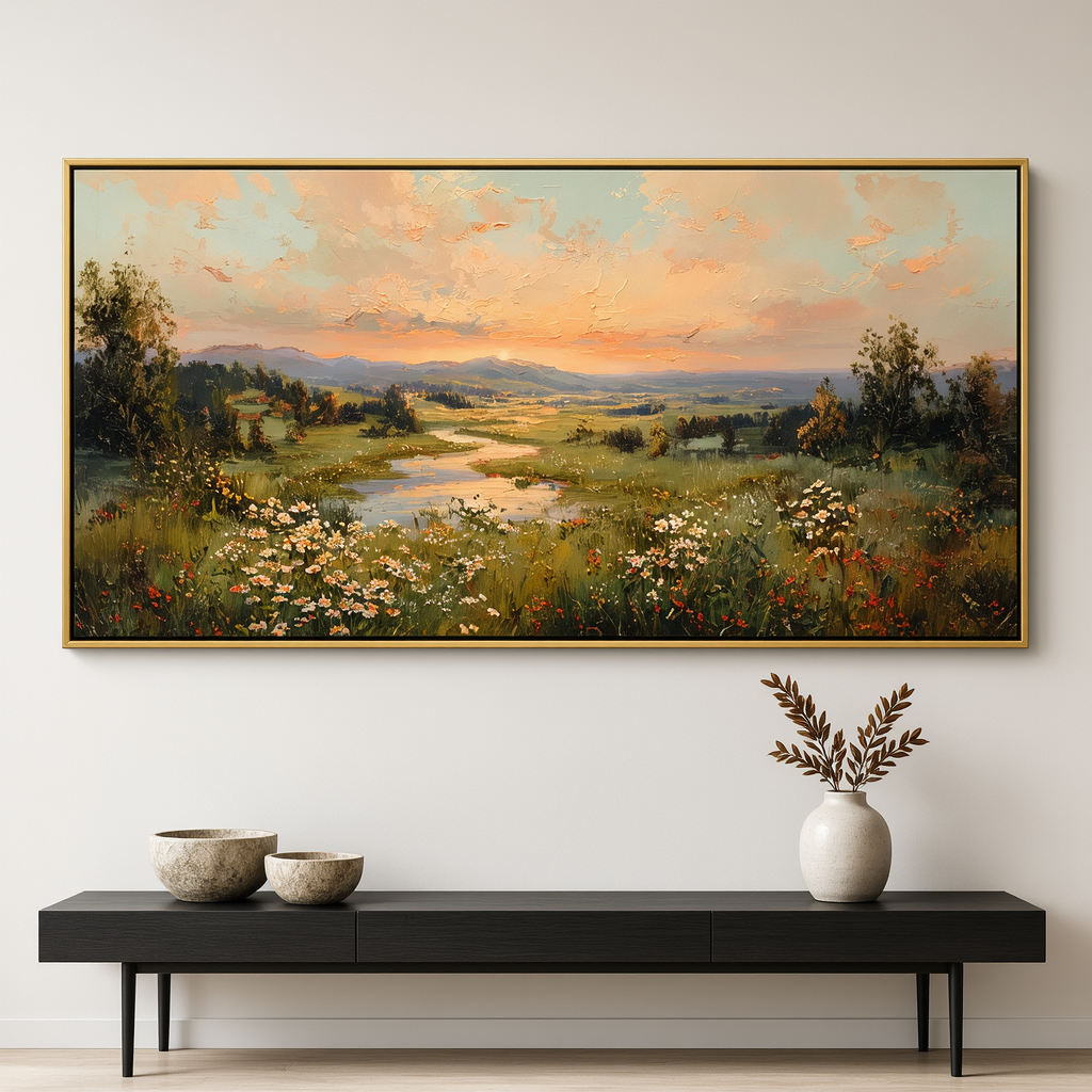 Sunset Valley Landscape Painting