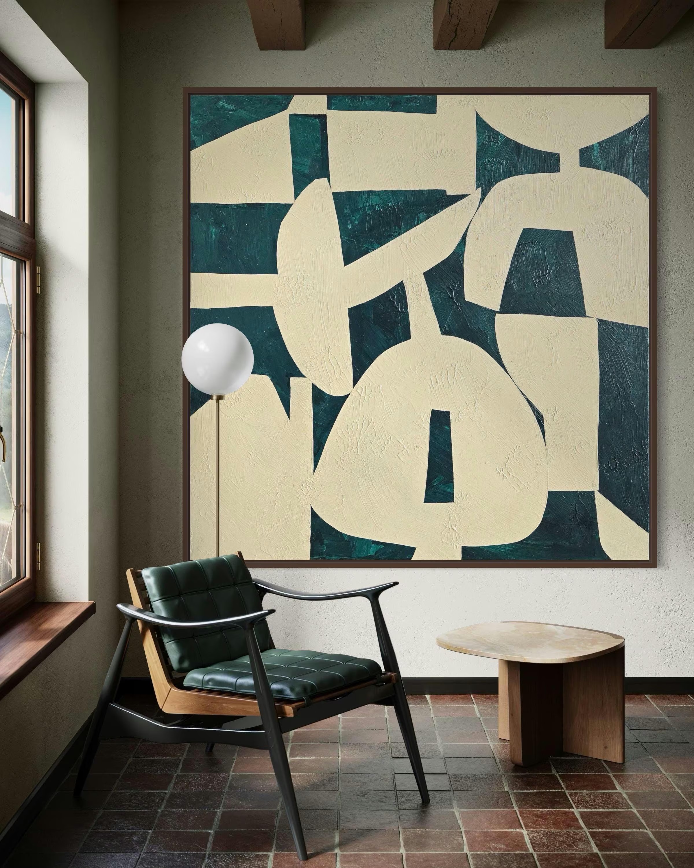 Textured Olive Abstract Stillness