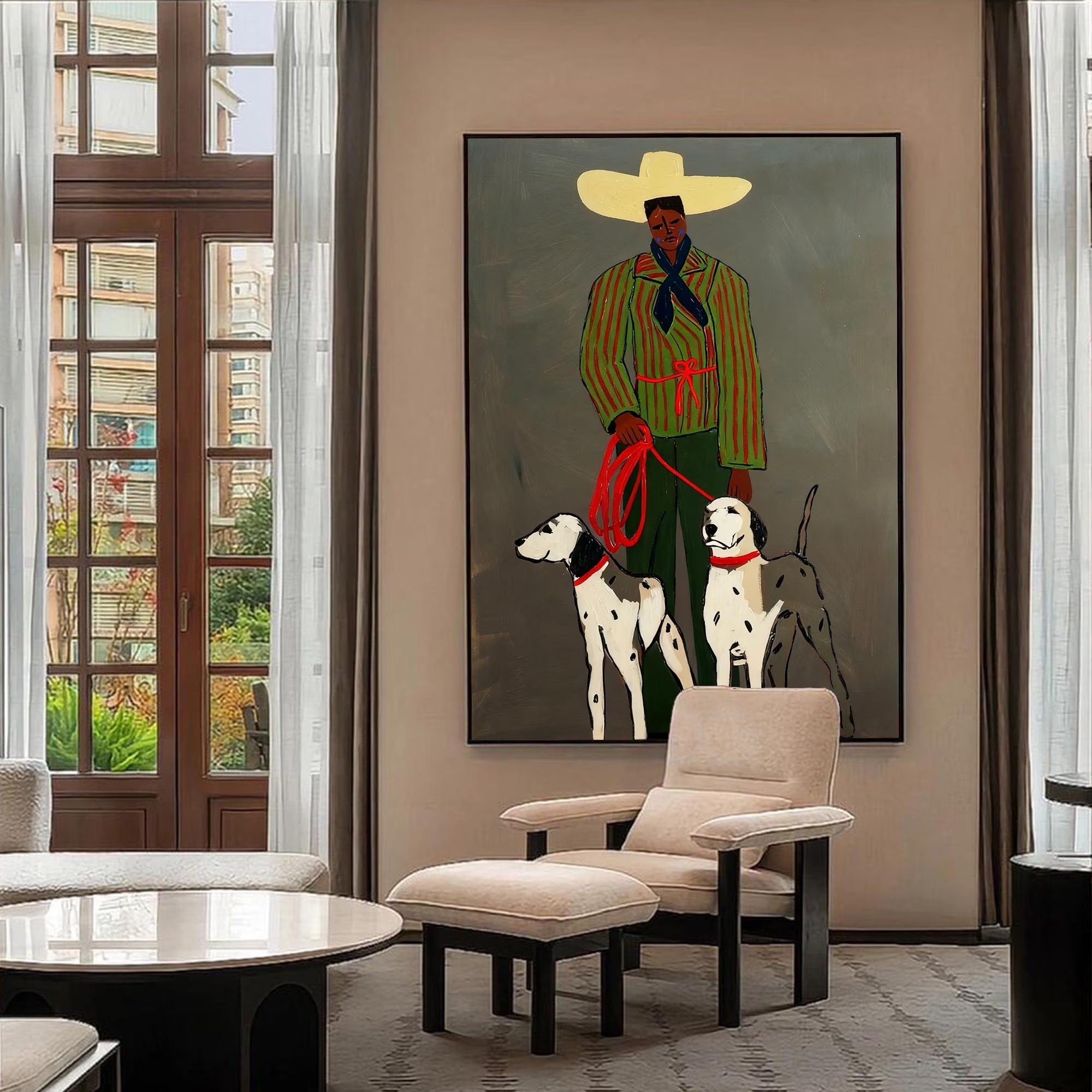 Stylish Man with Dogs
