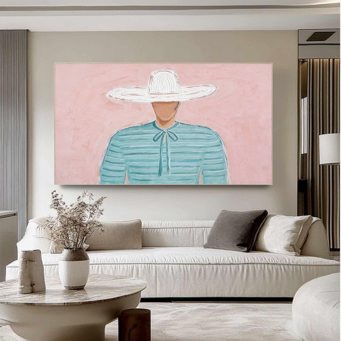 Pastel Hatted Figure