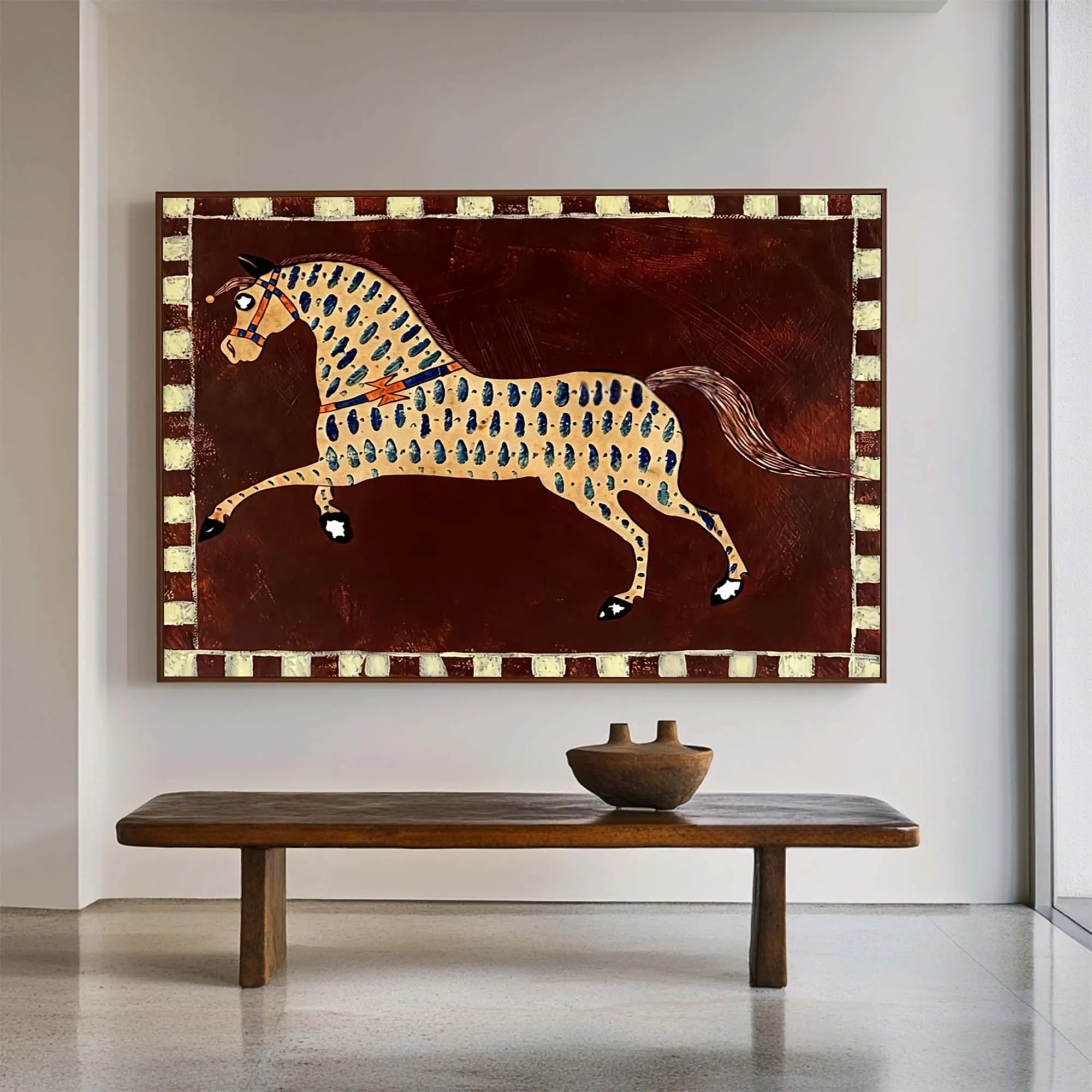 Red Background Horse