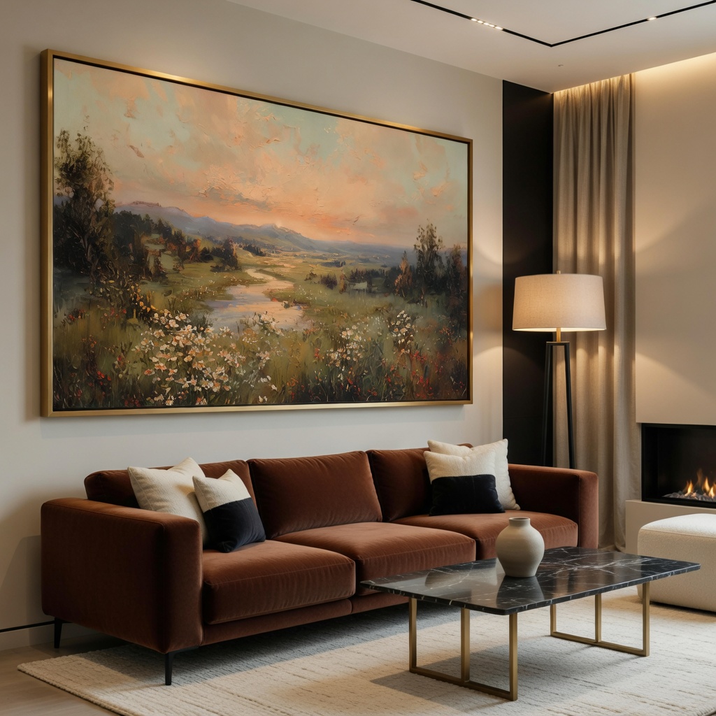 Sunset Valley Landscape Painting