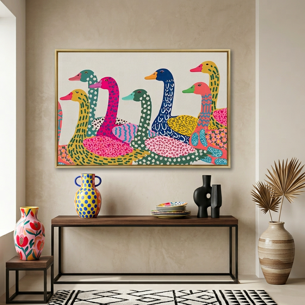 Colorful Duck Abstract Animal Oil Painting