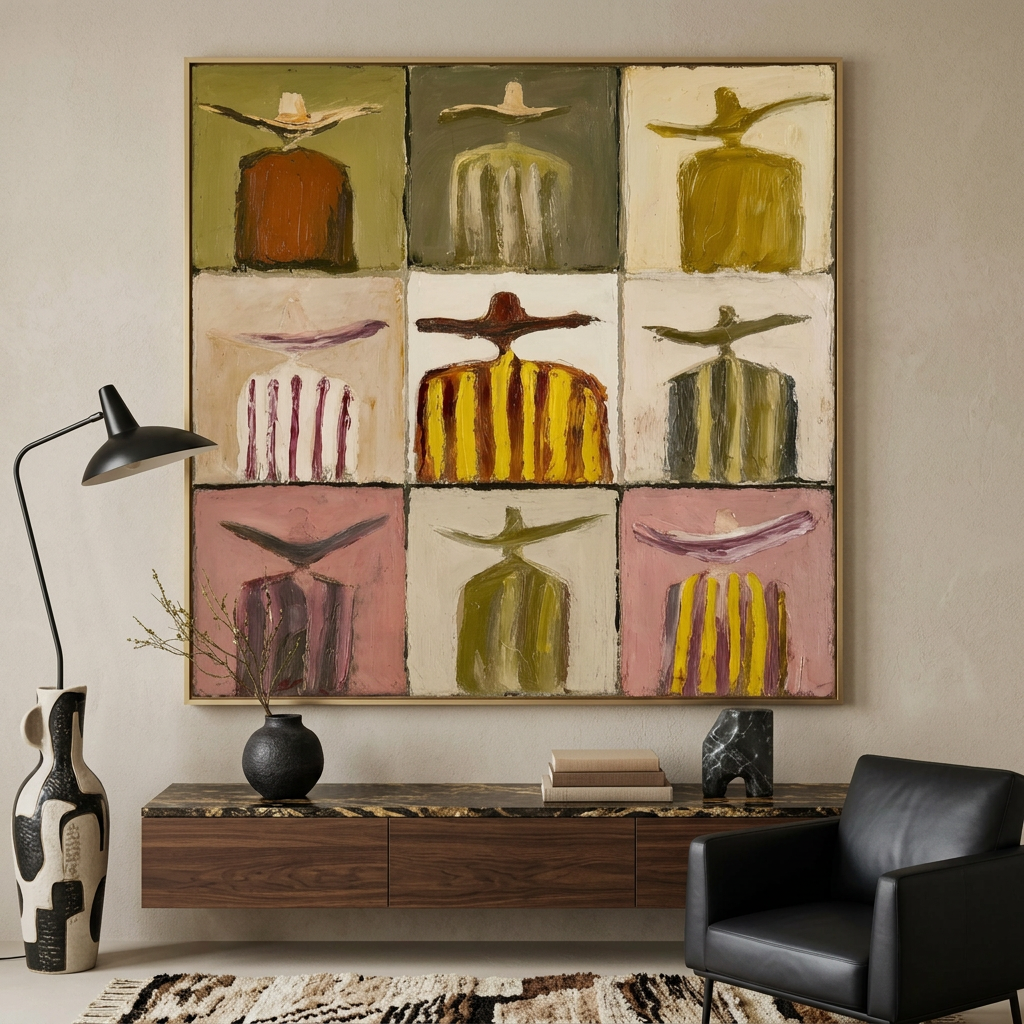 Modern Cowboy Abstract Oil Painting