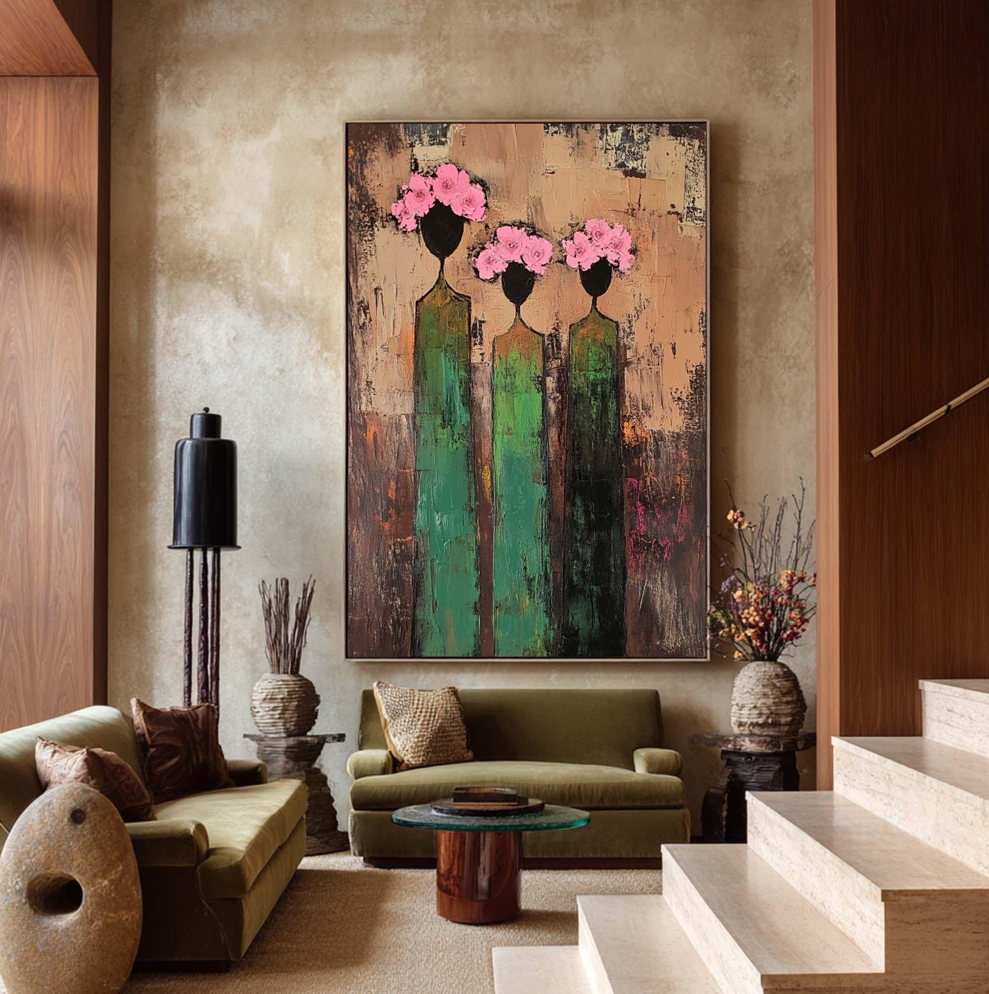 Abstract Floral Trio Elegance