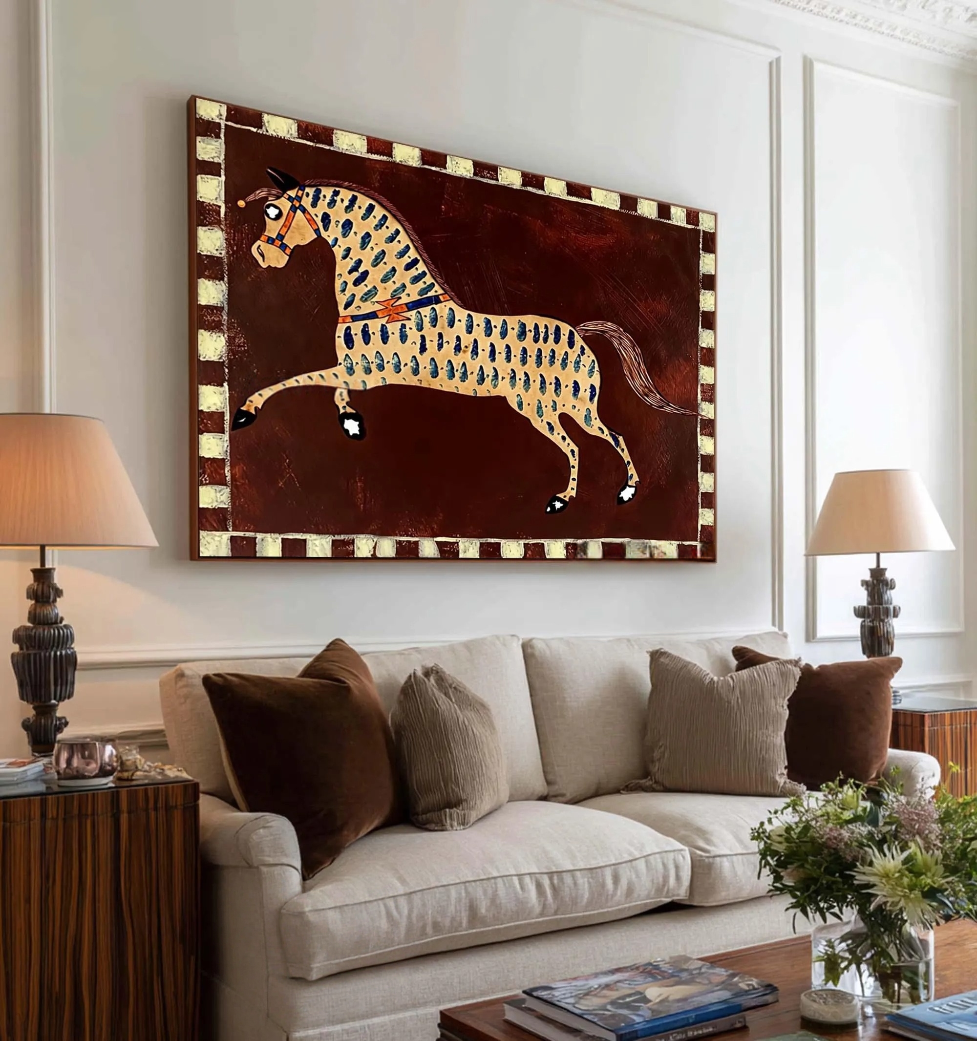 Red Background Horse