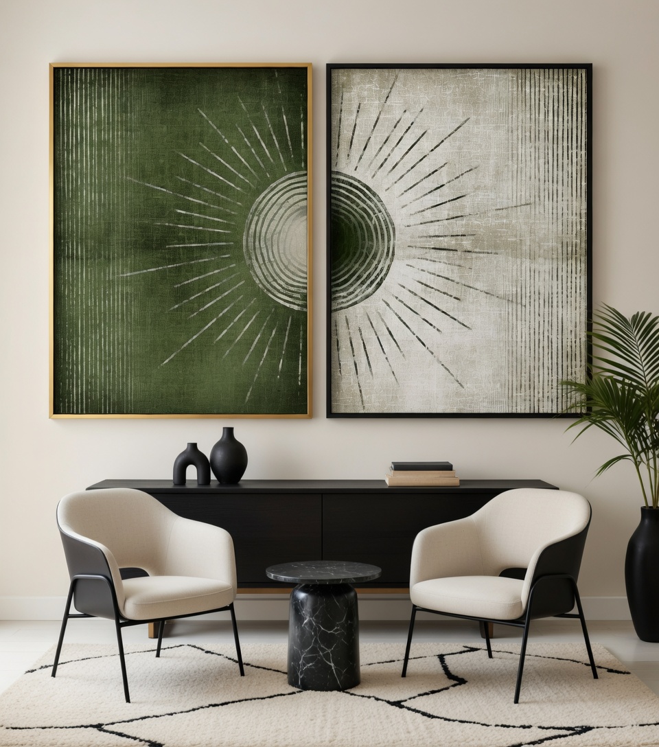 Minimalist Eclipse Abstract Painting Set