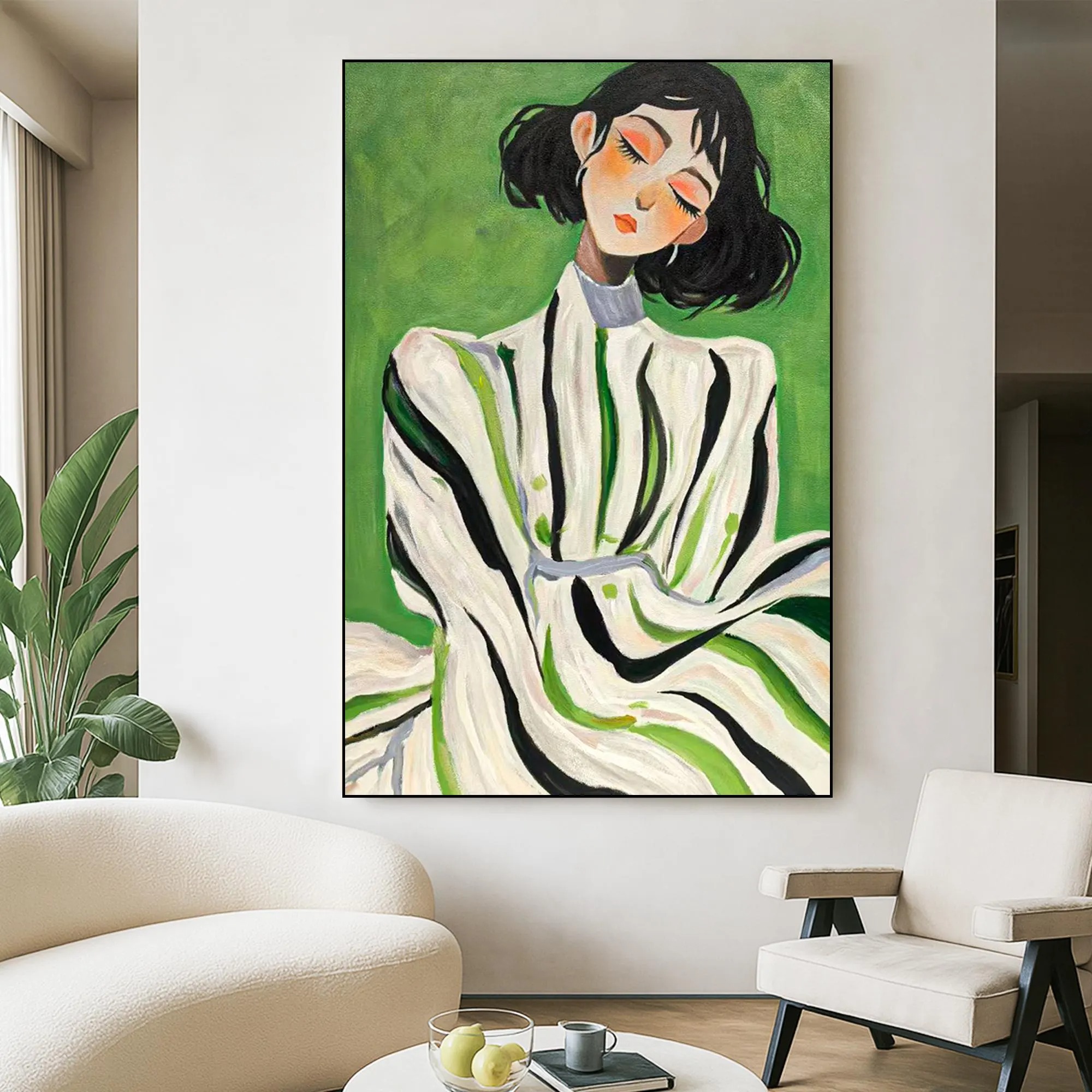 Elegant Pose - Striped Beauty Portrait