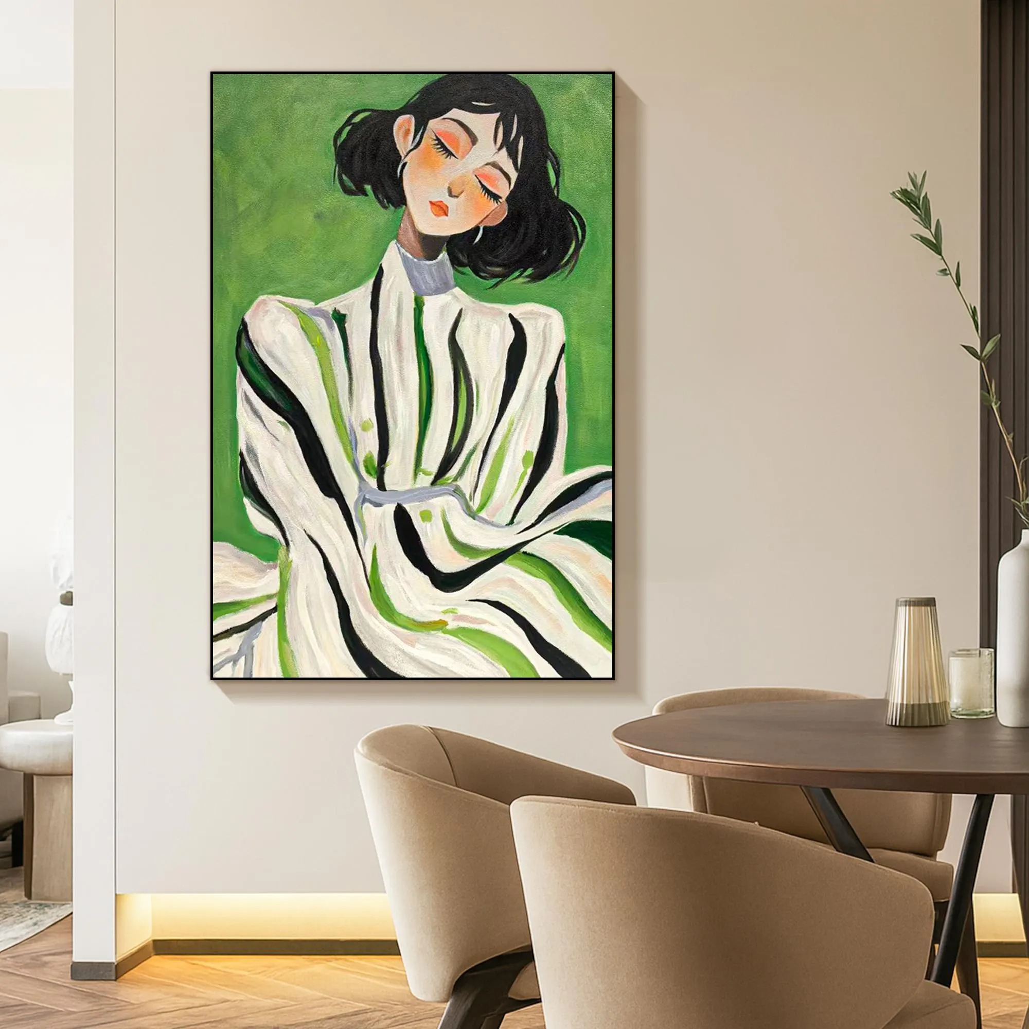 Elegant Pose - Striped Beauty Portrait