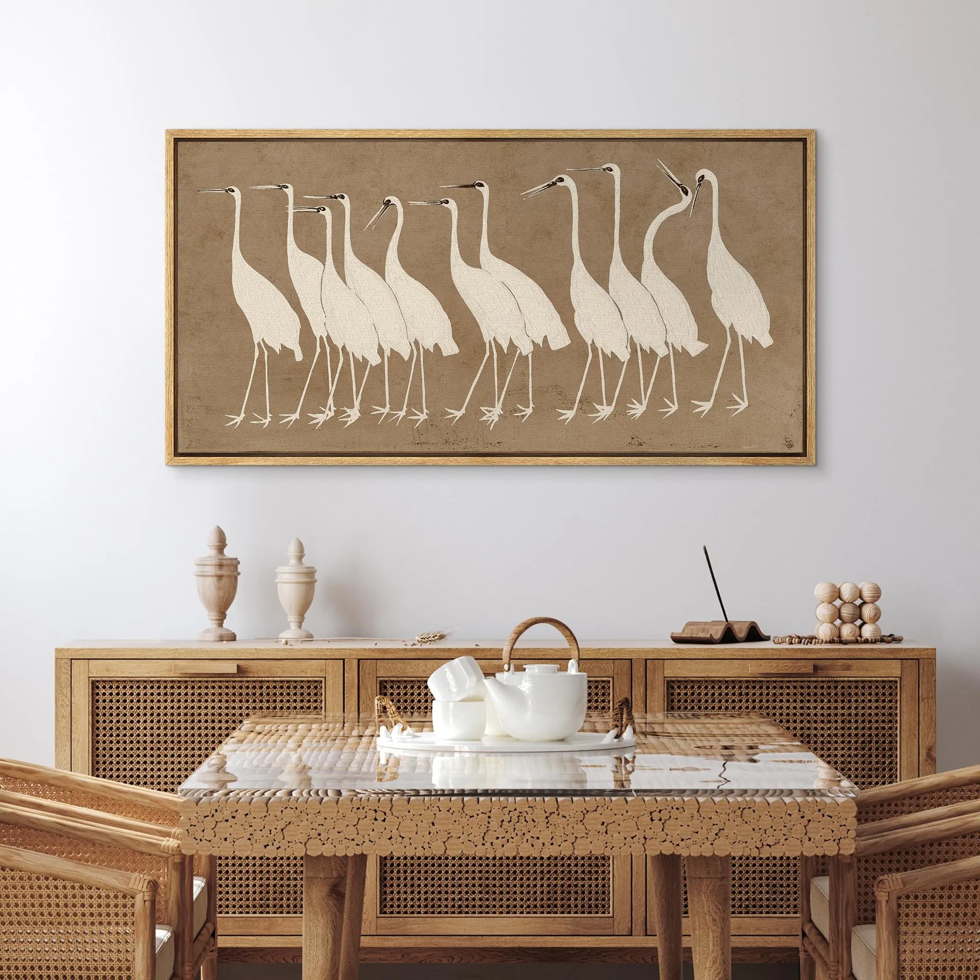 Graceful Cranes Bird Oil Painting