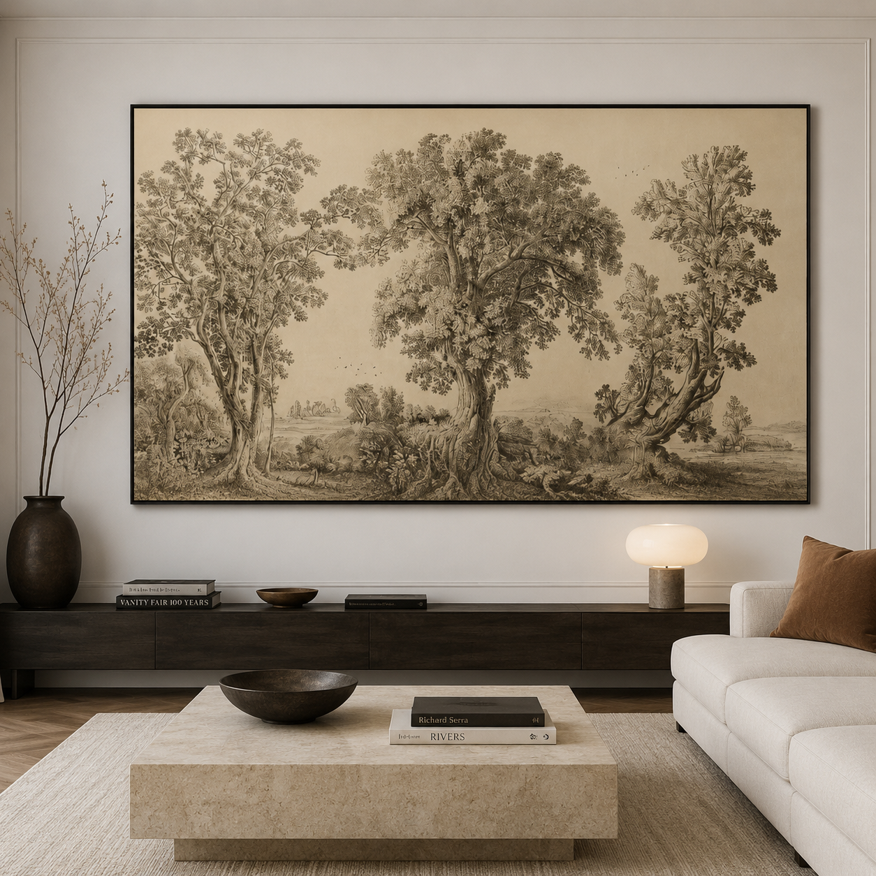 Heritage Grove Vintage Tree Landscape Oil Painting
