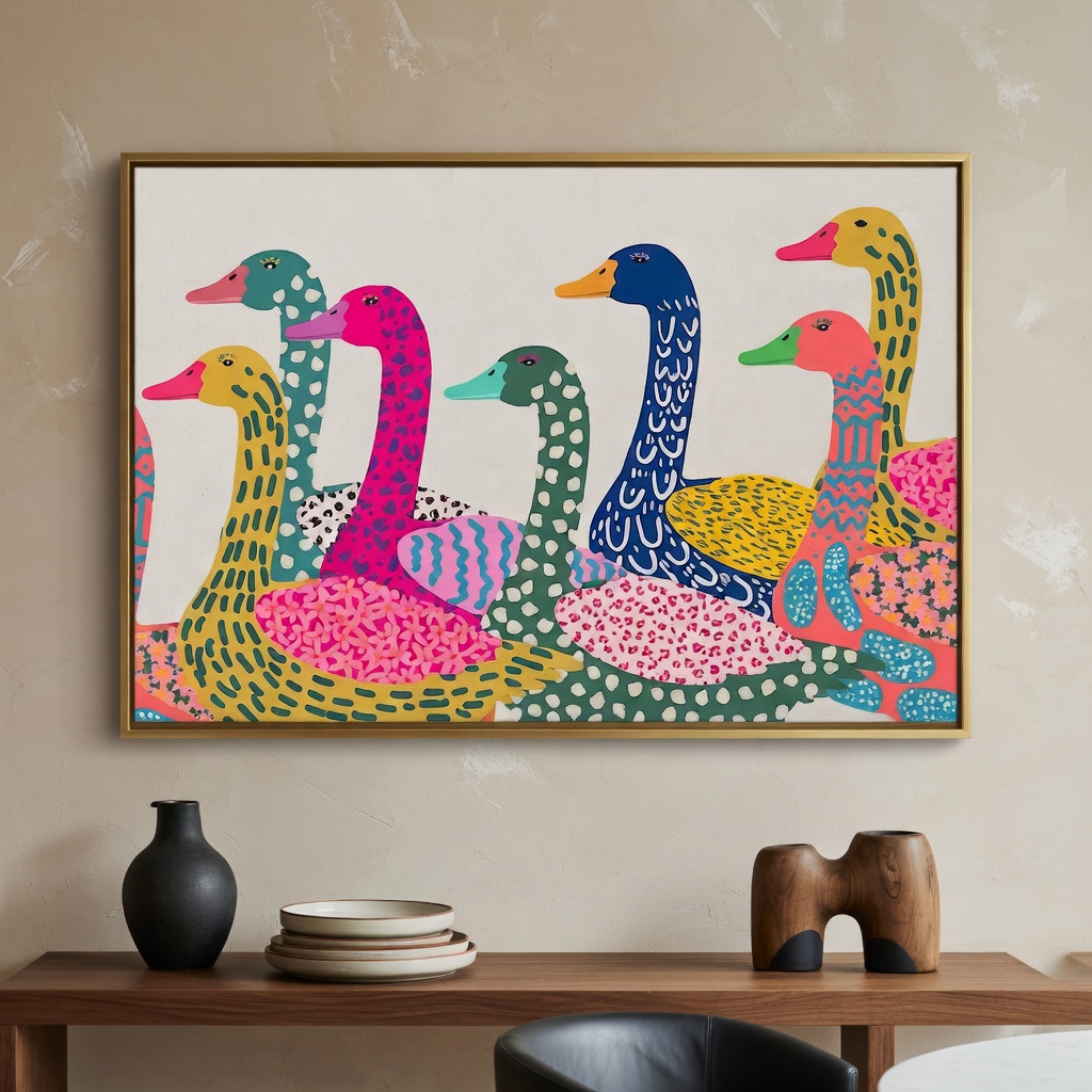 Colorful Duck Abstract Animal Oil Painting