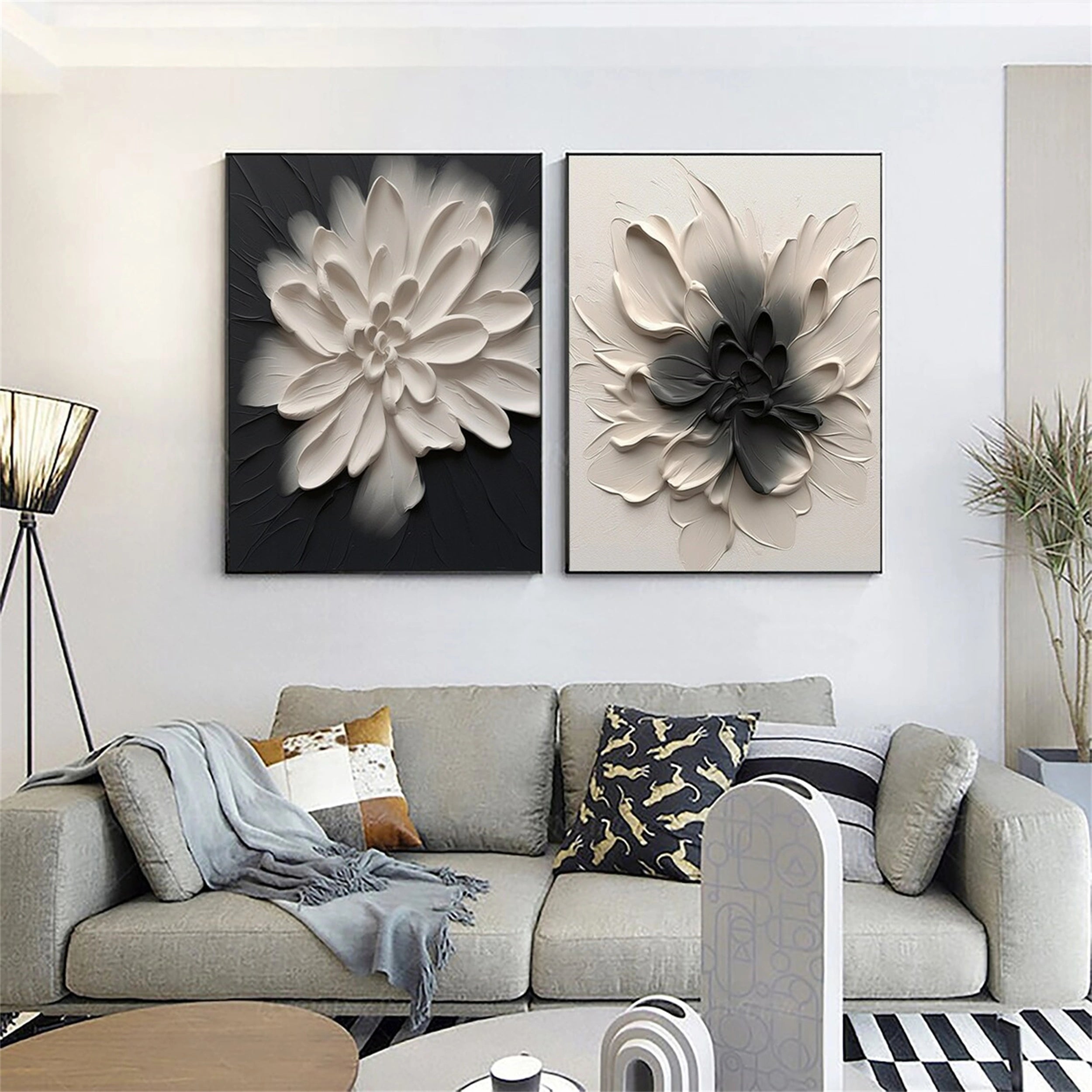Black and White Symmetrical Blooms