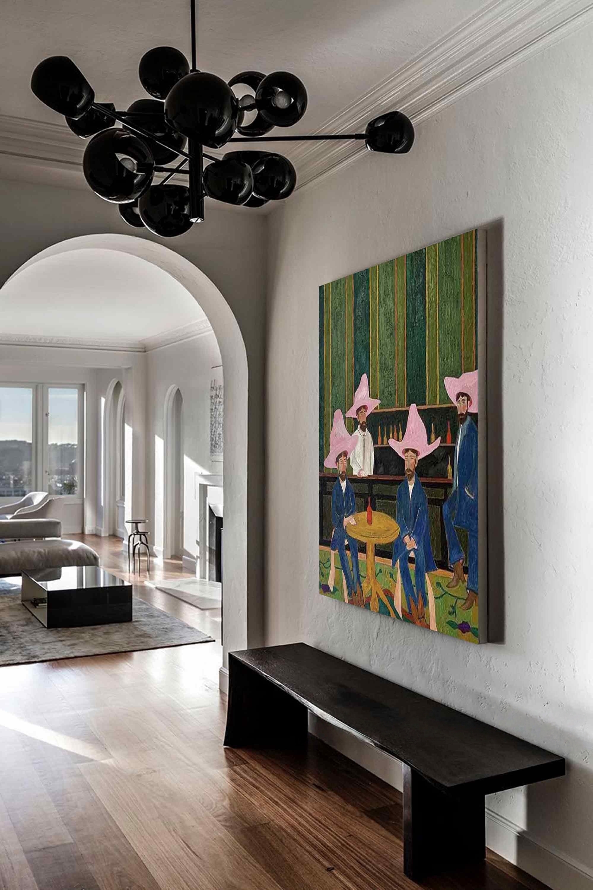 Pink-Hat Party - Quirky Social Scene Art