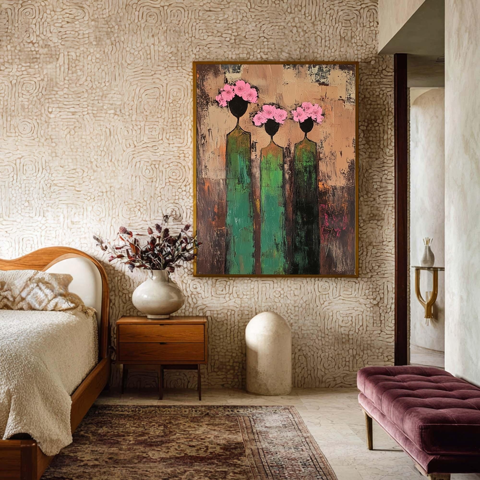 Abstract Floral Trio Elegance