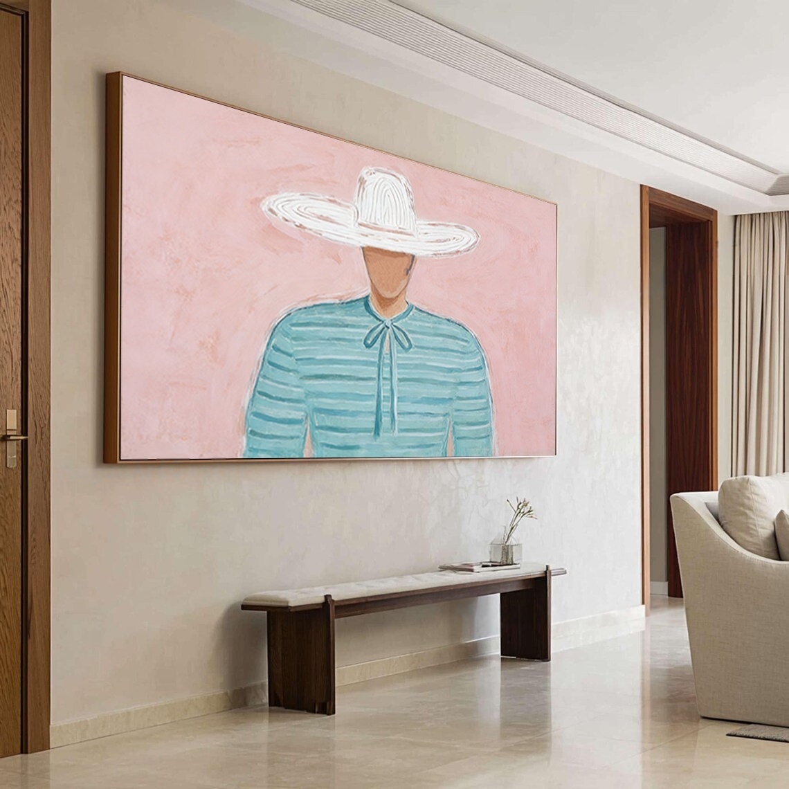 Pastel Hatted Figure