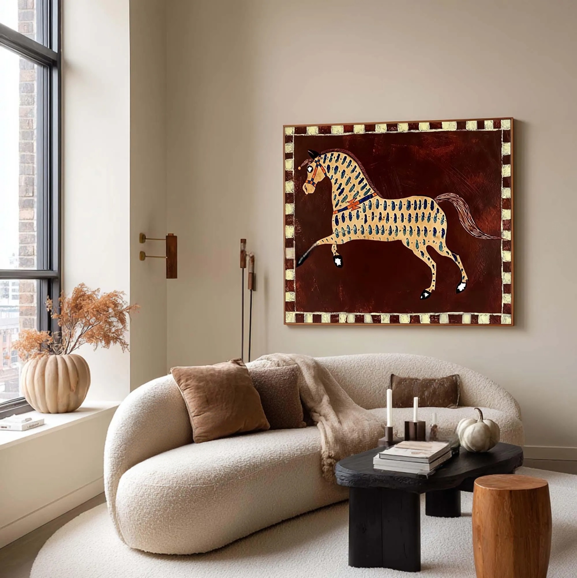 Red Background Horse