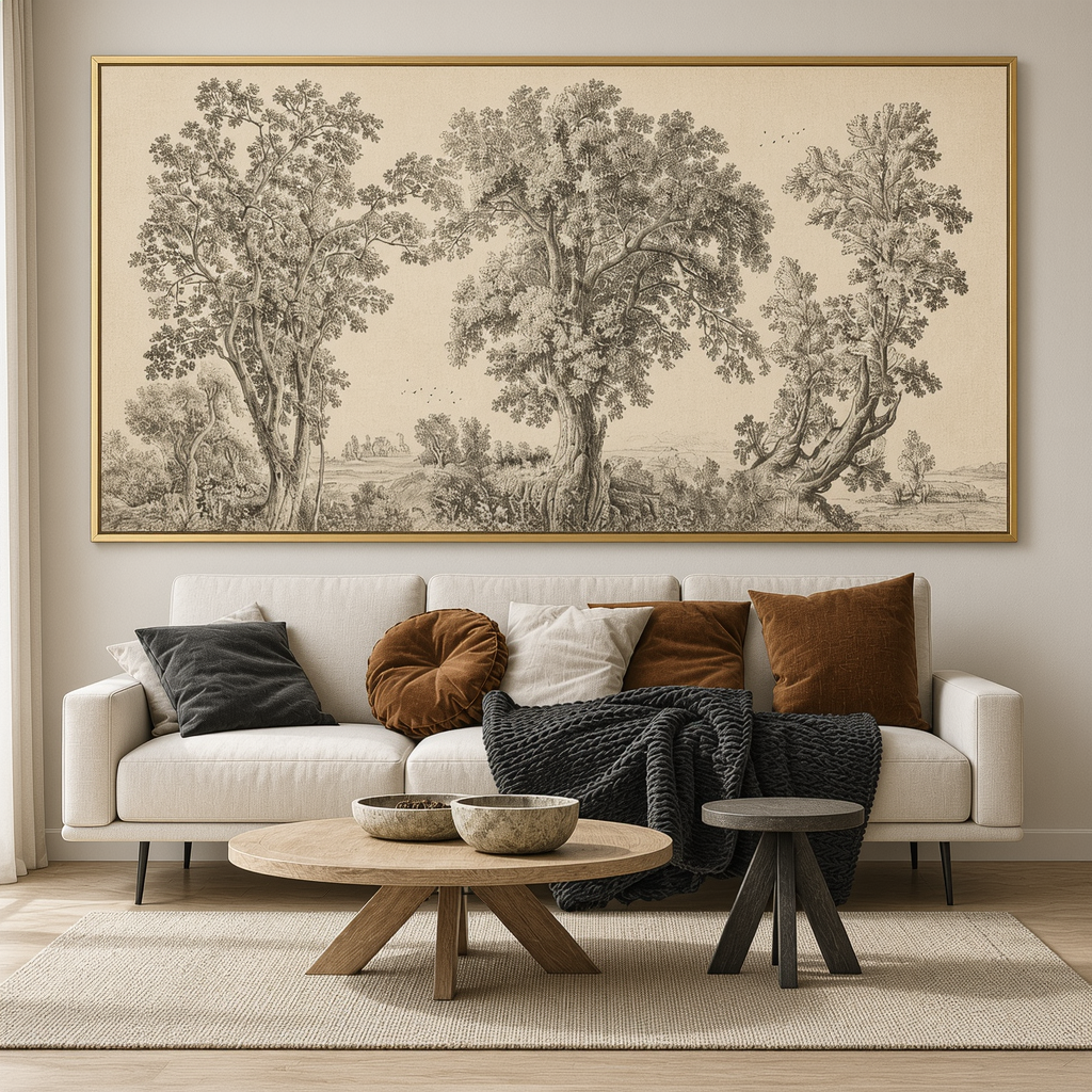 Heritage Grove Vintage Tree Landscape Oil Painting
