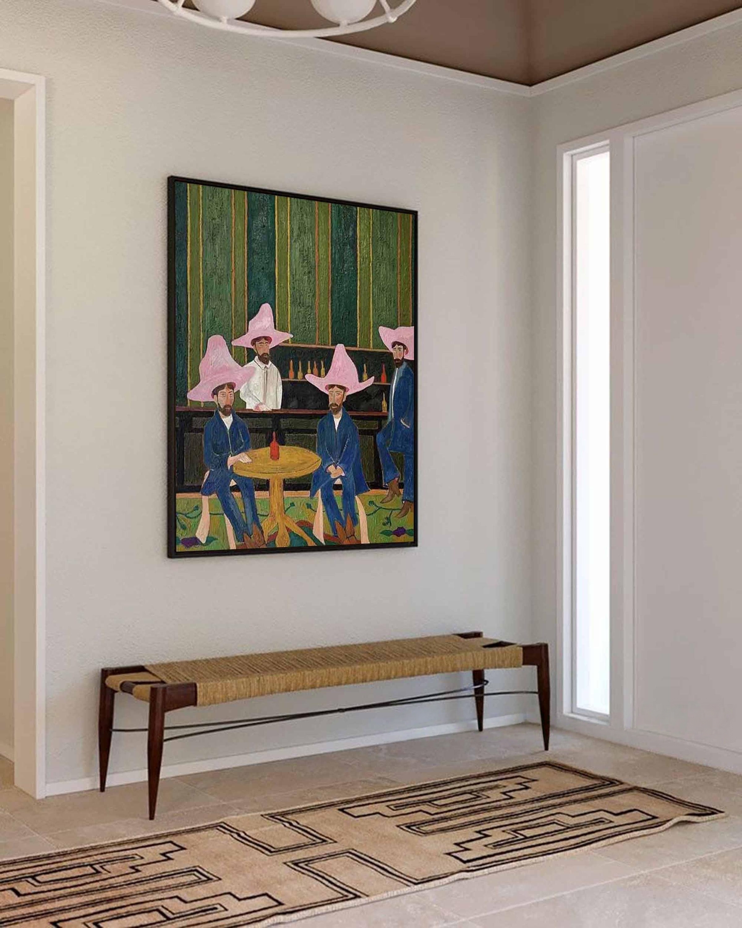 Pink-Hat Party - Quirky Social Scene Art