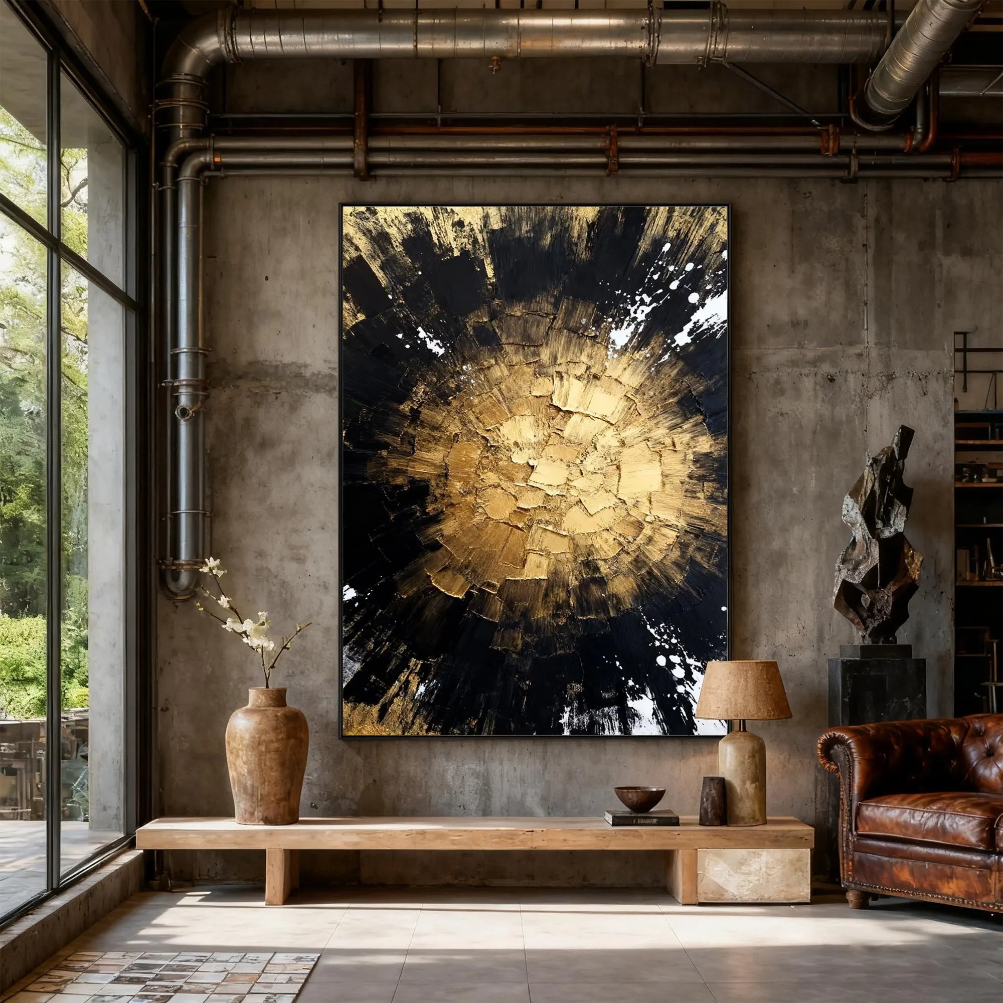 Golden Explosion Core - Abstract Radiance