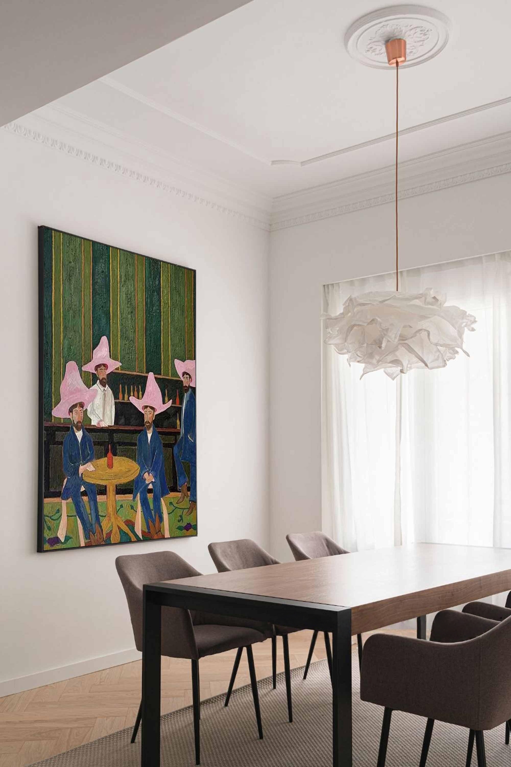 Pink-Hat Party - Quirky Social Scene Art