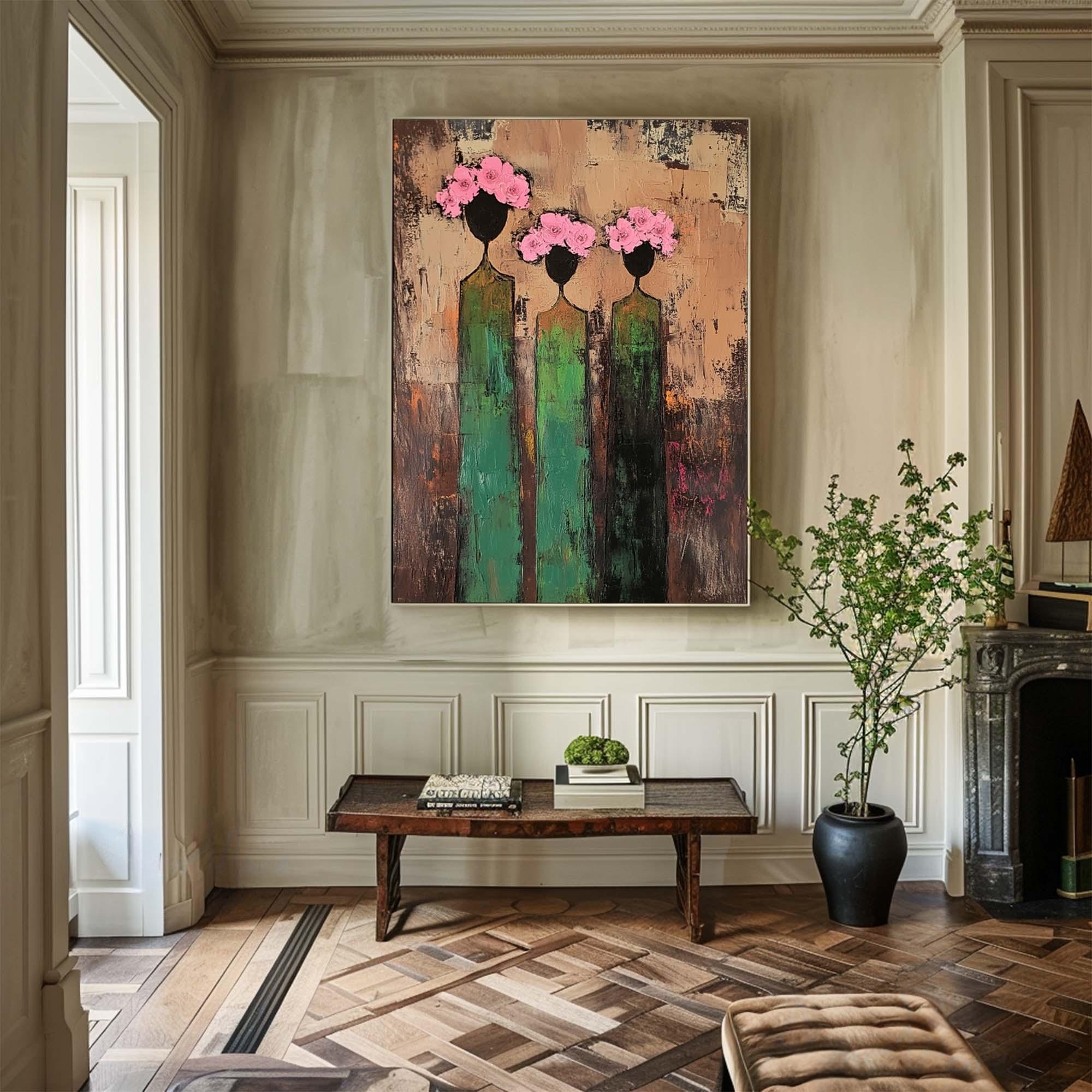 Abstract Floral Trio Elegance