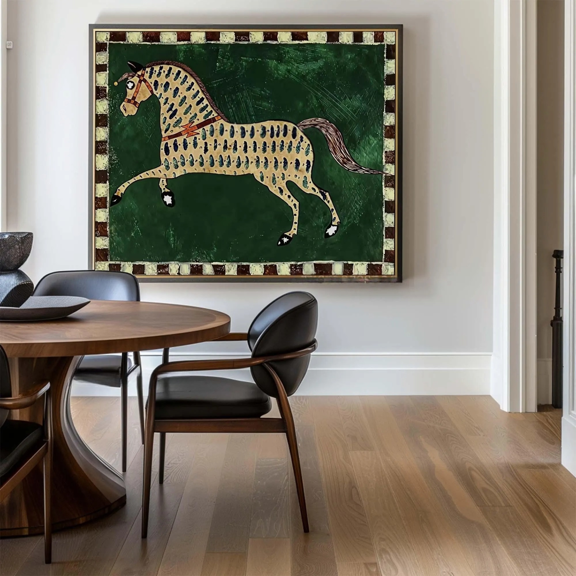 Green Background Horse