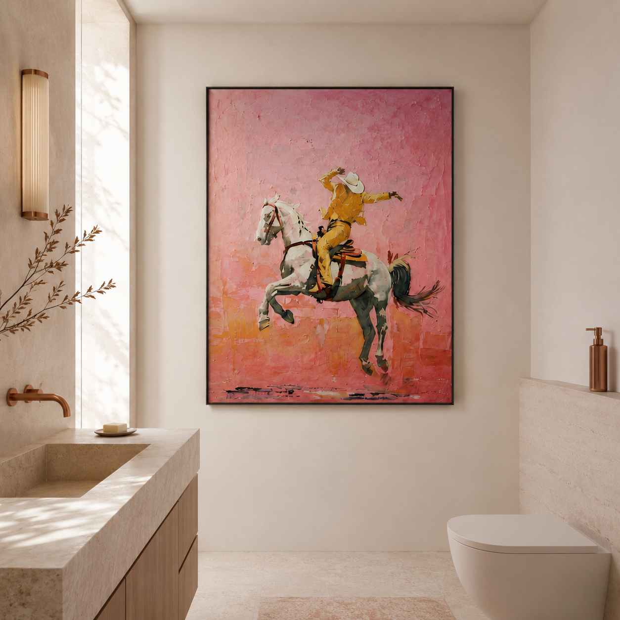 Pink Cowboy Rider Hand-Painted Oil Painting