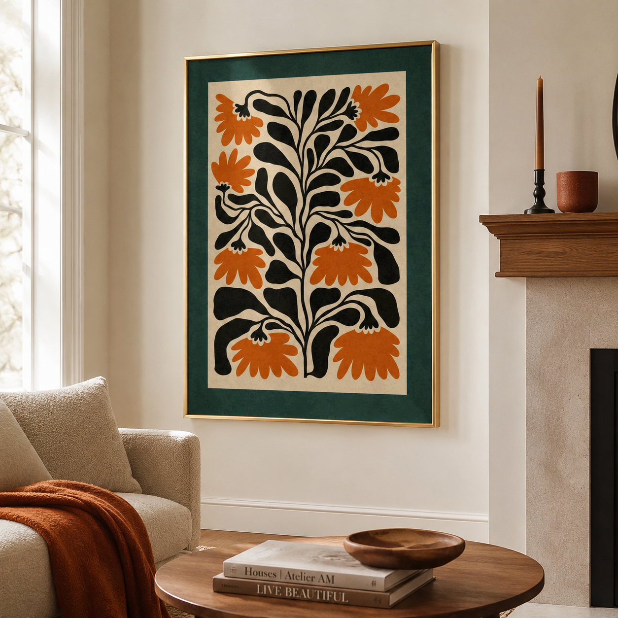 Midnight Leaves in Orange
