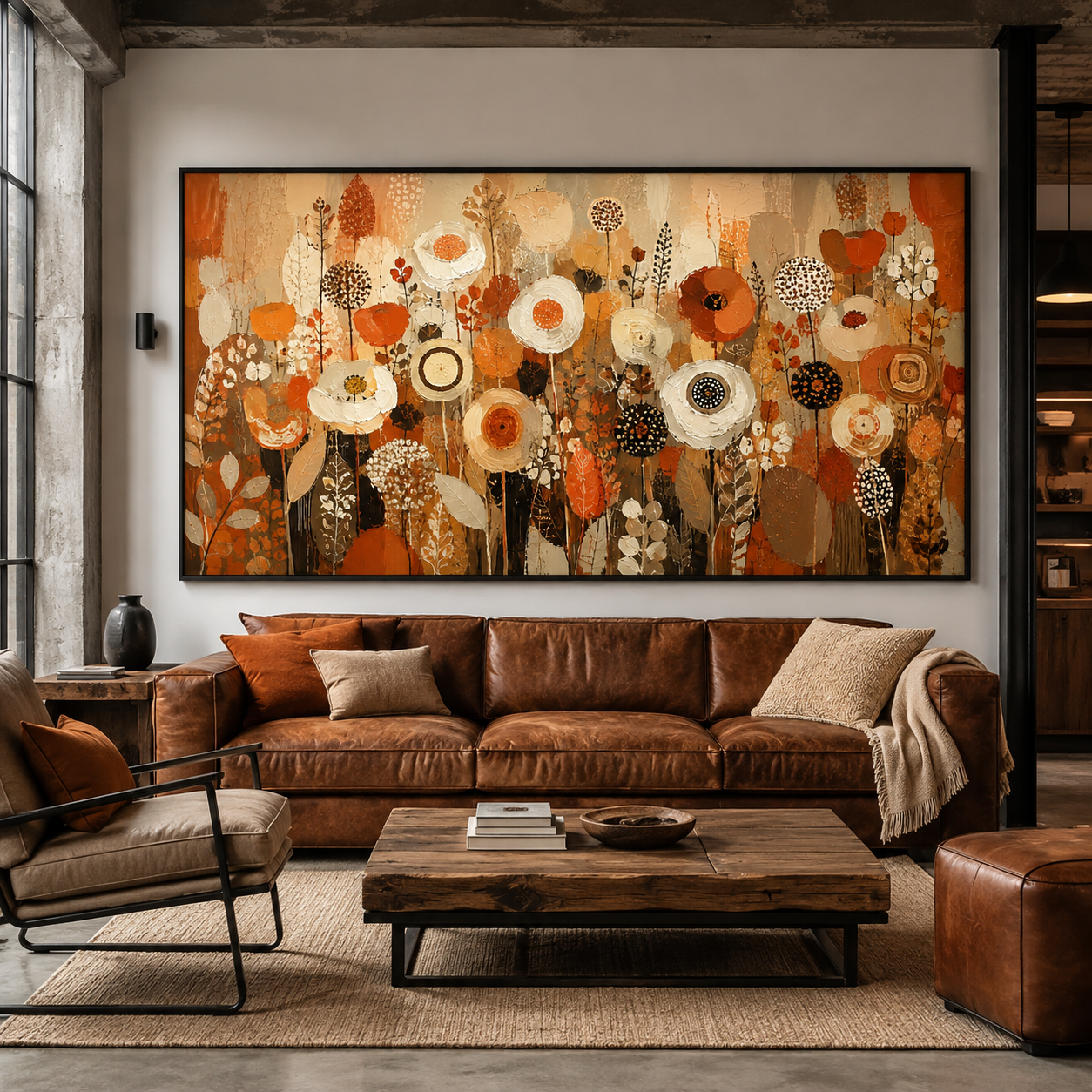 Orange Floral Wall Art | Autumn Meadow